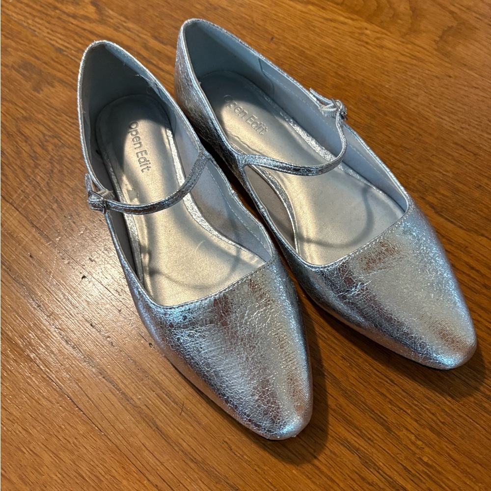 Nordstrom Silver Flats with Metallic Finish
